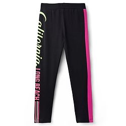Pine Kids Cotton Lycra Knit Full Length Leggings With Text Print - Black