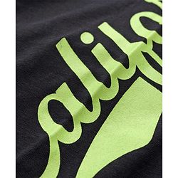 Pine Kids Cotton Lycra Knit Full Length Leggings With Text Print - Black