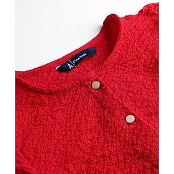 Pine Kids Woven Full Sleeves Solid Color Textured Top - Red