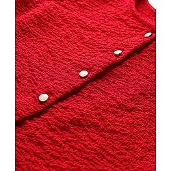 Pine Kids Woven Full Sleeves Solid Color Textured Top - Red