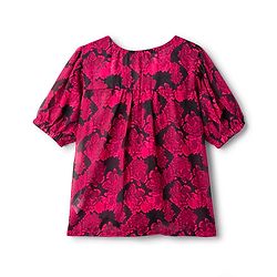 Pine Kids Half Sleeves Woven Top and Inner T-Shirt With Floral Print - Dark Pink & Black