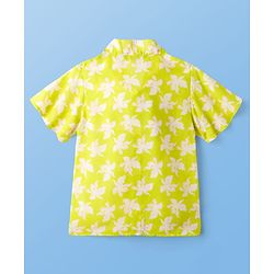 Pine Kids Woven Half Sleeves Top & Inner Tee with Floral Print and Bow Tie Up - Limegreen