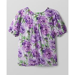 Pine Kids Half Sleeves Woven Top and Inner T-Shirt With Floral Print - Purple & White
