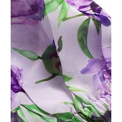 Pine Kids Half Sleeves Woven Top and Inner T-Shirt With Floral Print - Purple & White