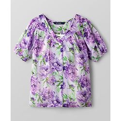 Pine Kids Half Sleeves Woven Top and Inner T-Shirt With Floral Print - Purple & White