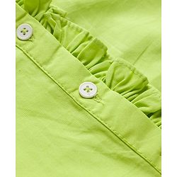 Pine Kids Poplin Woven Half Puffed Sleeves Shirt Style Top with Frill Detailing - Limegreean