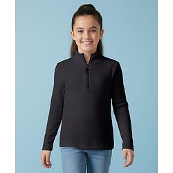 Pine Kids Cotton Lycra Knit Full Sleeves Solid Color High Neck Top - Black