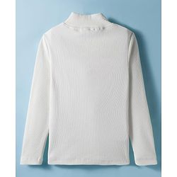 Pine Kids Cotton Lycra Knit Full Sleeves Solid Color High Neck Top - Black