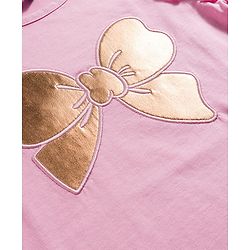 Pine Kids Cotton Knit Frill Sleeves Top With Butterfly Embriodery - Pink