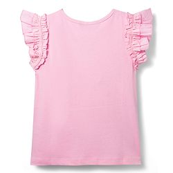 Pine Kids Cotton Knit Frill Sleeves Top With Butterfly Embriodery - Pink