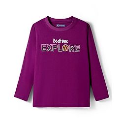Pine Kids Single Jersey Knit Full Sleeves With Bed Time Explore Text Print - Purple