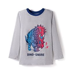 Pine Kids Single Jersey Knit Full Sleeves Night Suit With Dino Print - White