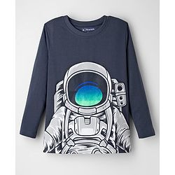 Pine Kids Single Jersey Knit Full Sleeves Night Suit With Space Theme Print - Grey