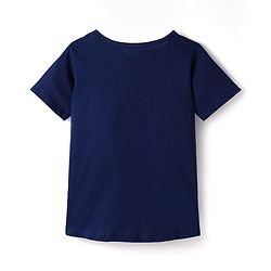 Pine Kids Single Jersey Knit Half Sleeves Night Suit With Polka Dot Print - Navy Blue & Red