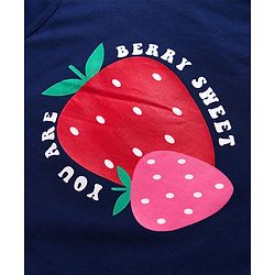 Pine Kids Single Jersey Knit Half Sleeves Night Suit With Polka Dot Print - Navy Blue & Red