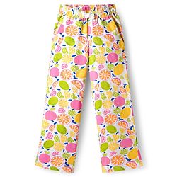 Pine Kids Cotton Knit Half Sleeves Co-ords Night Suit With Tropical Theme Print - Multicolour