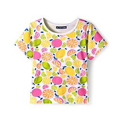 Pine Kids Cotton Knit Half Sleeves Co-ords Night Suit With Tropical Theme Print - Multicolour