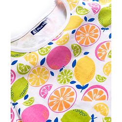 Pine Kids Cotton Knit Half Sleeves Co-ords Night Suit With Tropical Theme Print - Multicolour