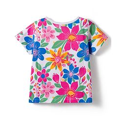 Pine Kids Single Jersey Knit Half Sleeves Co-ords Night Suit with Floral Print - White