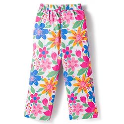 Pine Kids Single Jersey Knit Half Sleeves Co-ords Night Suit with Floral Print - White