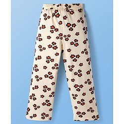 Pine Kids Cotton Knit Half Sleeves Co-ords Night Suit With Floral Print - Cream