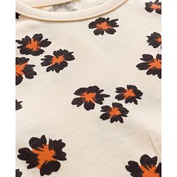 Pine Kids Cotton Knit Half Sleeves Co-ords Night Suit With Floral Print - Cream