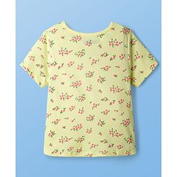 Pine Kids Cotton Knit Half Sleeves Co-ords Night Suit With Floral Print - Yellow
