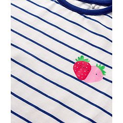 Pine Kids Cotton Knit Half Sleeves Night Suit with Stripes & Fruits Print - White & Blue