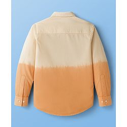 Pine Kids Cotton Woven Full Sleeves Shirt With Color Block Design - Orange