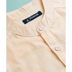 Pine Kids Cotton Woven Full Sleeves Shirt With Color Block Design - Orange