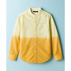 Pine Kids Cotton Woven Full Sleeves Mandarin Collar  Ombre Shirt - Yellow