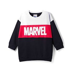 Pine Kids Marvel Terry Knit Oversize Drop Shoulder Full Sleeves T-Shirt and Joggers Set with Avengers Graphics - Black