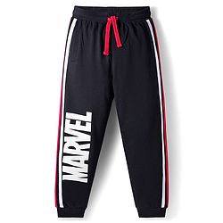 Pine Kids Marvel Terry Knit Oversize Drop Shoulder Full Sleeves T-Shirt and Joggers Set with Avengers Graphics - Black