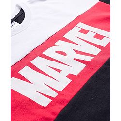 Pine Kids Marvel Terry Knit Oversize Drop Shoulder Full Sleeves T-Shirt and Joggers Set with Avengers Graphics - Black