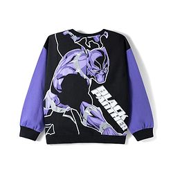 Pine Kids Marvel Terry Knit Full Sleeves Sweatshirt with Front & Back Black Panther Graphic - Black