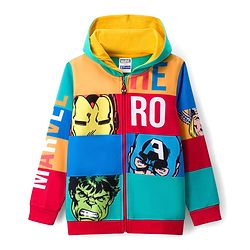 Pine Kids Marvel Terry Knit Full Sleeves Hooded Sweatjacket with Avengers Graphics - Multicolor