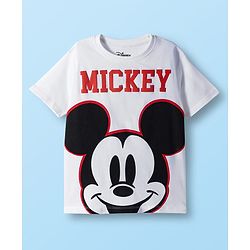 Pine Kids Disney Terry Knit Full Sleeves Hooded Sweatjacket T-Shirt and Joggers with Mickey Mouse Graphics - Red & Black