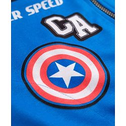 Pine Kids Marvel Terry Knit Full Sleeves Hooded Sweatjacket with Avengers Graphics & Badge Detailing - Blue