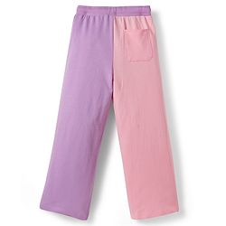 Pine Kids Disney Terry Knit Full Sleeves Hooded T-Shirt and Lounge Pant Set with Minnie Mouse and Friends Graphics - Pink & Purple