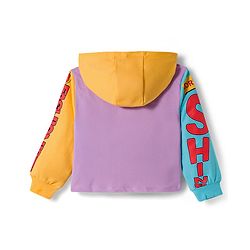 Pine Kids Disney Terry Knit Full Sleeves Hooded T-Shirt and Lounge Pant Set with Minnie Mouse and Friends Graphics - Pink & Purple