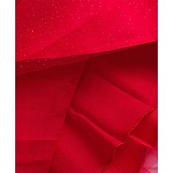 Pine Kids Woven Half Puffed Half Sleeves Pleated Glittery Party Dress - Red