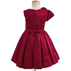 Pine Kids Woven Sleeveless Party Dress With Sequin Detailing & Floral Applique - Red