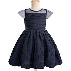 Pine Kids Woven Half Sleeves Solid Colour Frock  - Navy Blue
