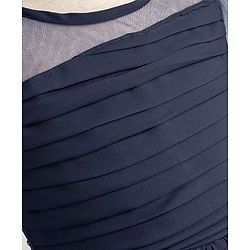 Pine Kids Woven Half Sleeves Solid Colour Frock  - Navy Blue