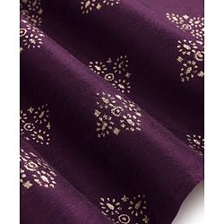 Pine Kids Woven Full Sleeves Kurta Pajama Set With Floral Foil Print - Wine