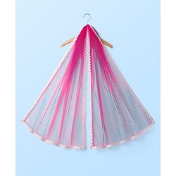 Pine Kids Woven Half Sleeves Floral Printed Choli Lehenga Set with Dupatta & Lace Detailing - Pink