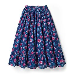 Pine Kids Woven Half Sleeves Floral Printed Choli Lehenga & Dupatta Set - Blue
