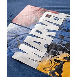 Pine Kids Marvel Terry Knit Drop Shoulder Full Sleeves Hooded Sweatshirt with Avengers Graphic - Navy Blue