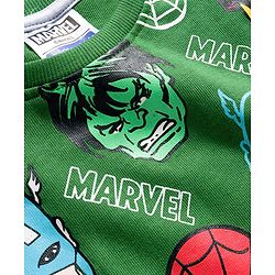 Pine Kids Marvel Terry Knit Drop Shoulder Full Sleeves Sweatshirt With Avengers Print - Green