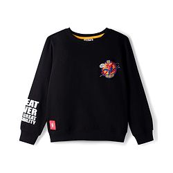 Pine Kids Marvel Terry Knit Full Sleeves Sweatshirt With Front and Back Spider-Man Graphics - Black